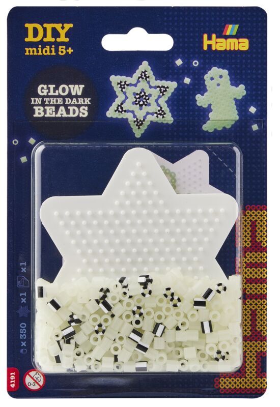 Hama pikkublister pimeässä hohtavat helmet