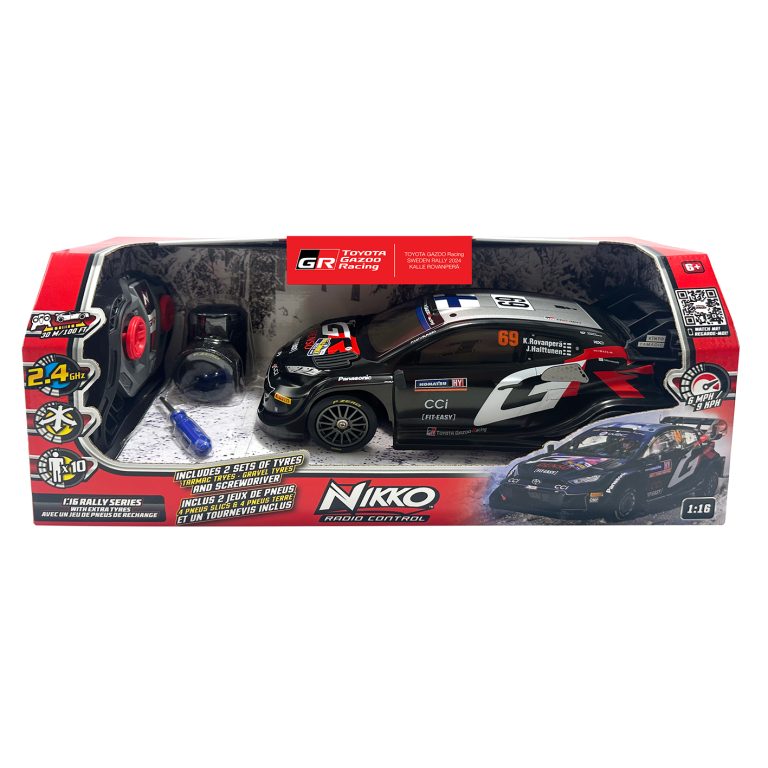 NIKKO Toyota Gazoo Racing Rovanperä Sweden Rally 2024 1:16 extra renkailla RC-auto